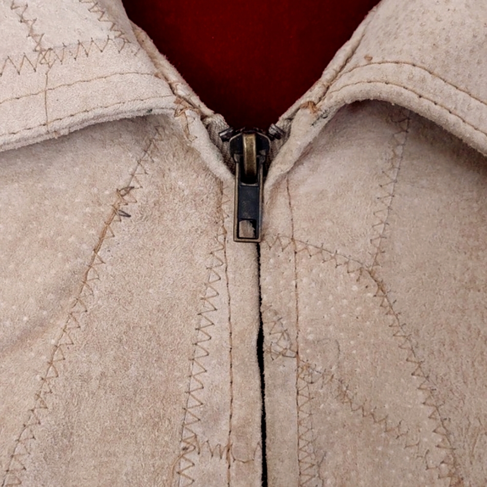 Italian Stone Design Patchwork Jacket Genuine Sue… - image 5